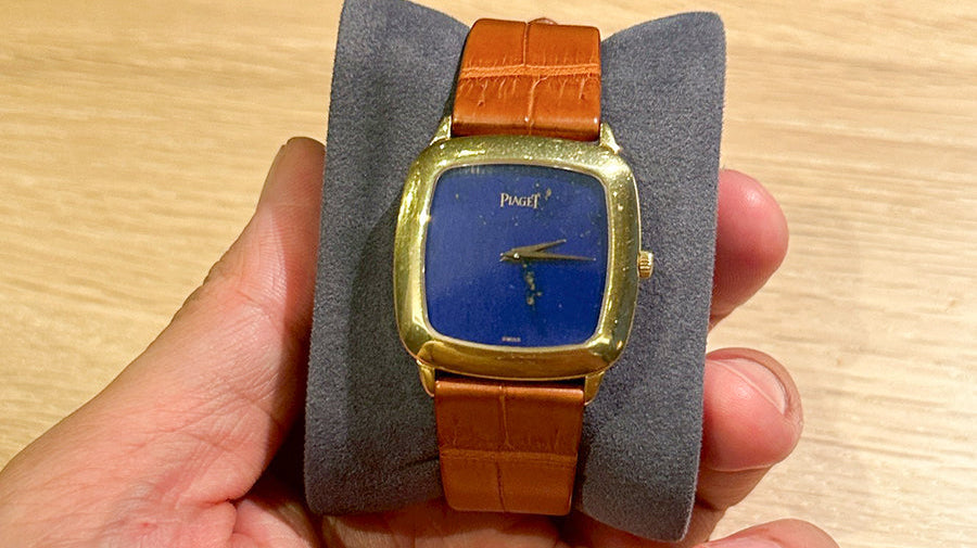 PIAGET Ref.9591 Lapis Lazuli Dial用 ゴールデンブラウンクロコダイル ヘリ返し 純正尾錠時計ベルト革 腕時計バンドオーダー