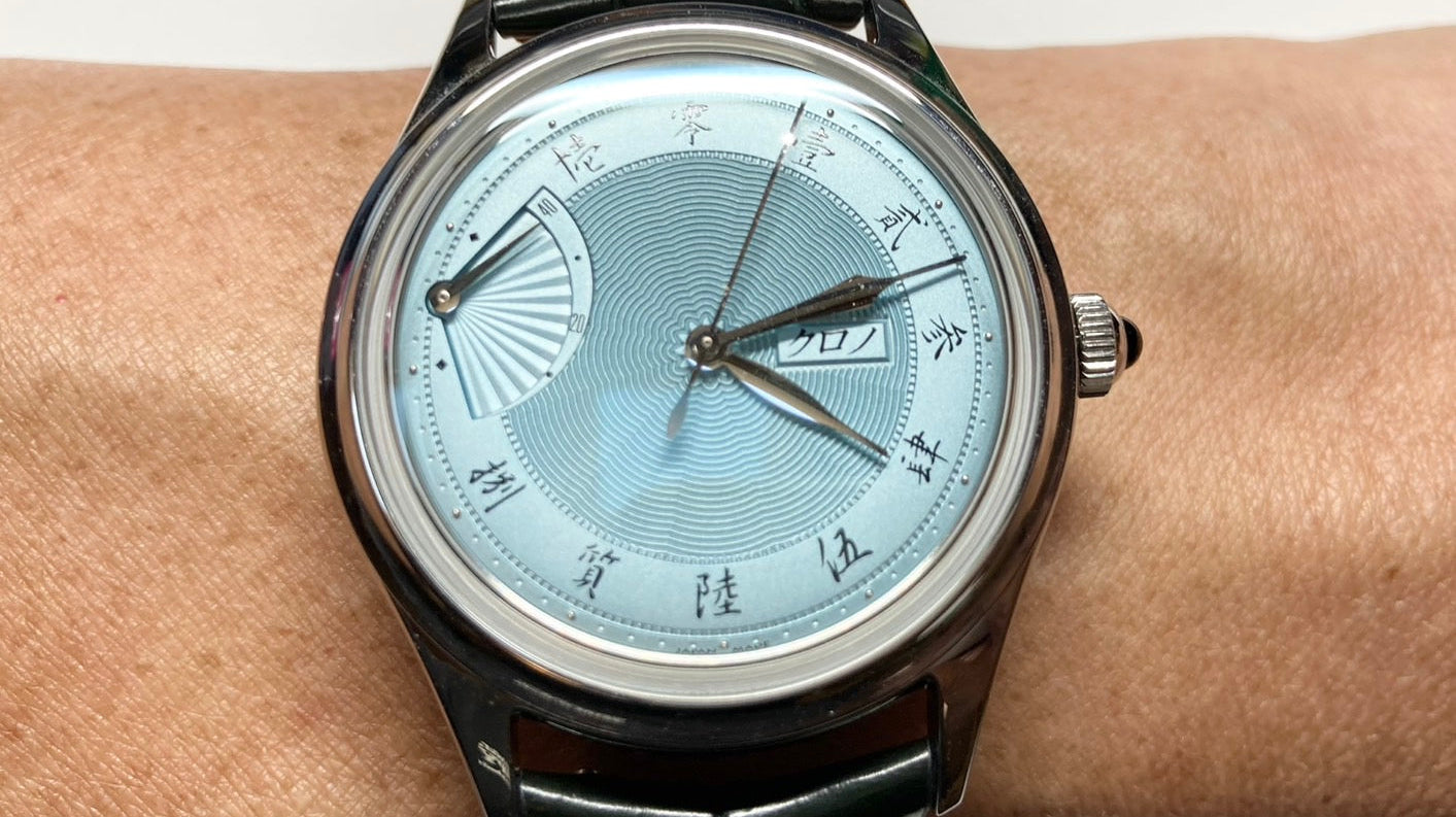 クロノ東京 Jubilee Sensu EOL 白藍用 ダークフォレストクロコダイル 同系色ステッチ カーブエンド時計ベルト革 腕時計バンドオーダー