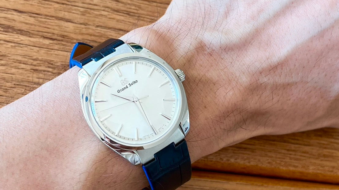 グランドセイコー用 ネイビークロコダイル ステッチレス 弓カン対応凸型 GSバックル時計ベルト革 腕時計バンドオーダー