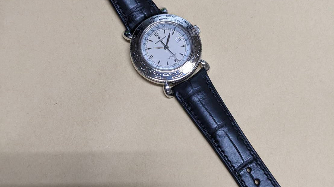 ヴァシュロン・コンスタンタン エヴァシオン 世界限定100本 48250用 艶消しクロコダイル革 ブラック カーブエンド時計ベルト革