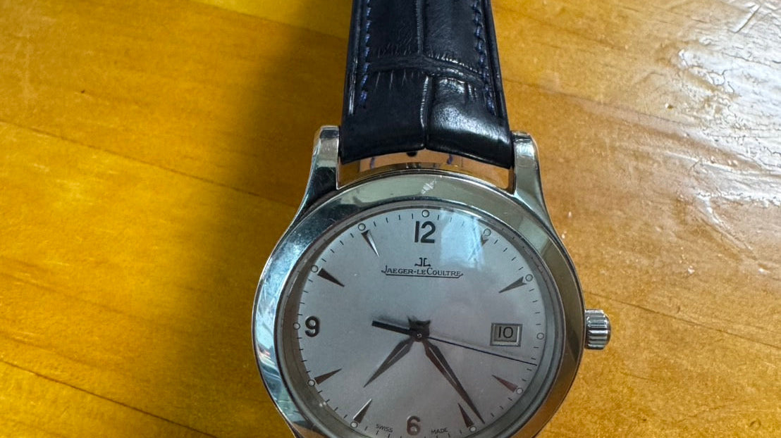 ジャガー・ルクルト マスターコントロール デイト用 ダークネイビー ワニ革 カーブエンド時計ベルト|JLC Handmade