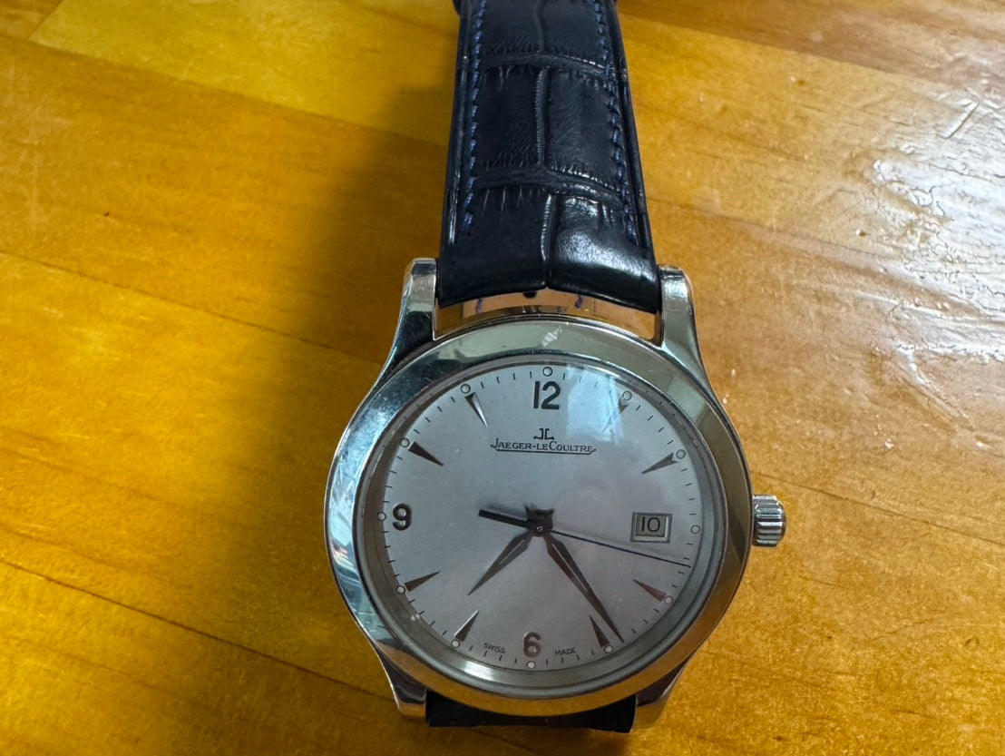 ジャガー・ルクルト マスターコントロール デイト用 ダークネイビー ワニ革 カーブエンド時計ベルト|JLC Handmade