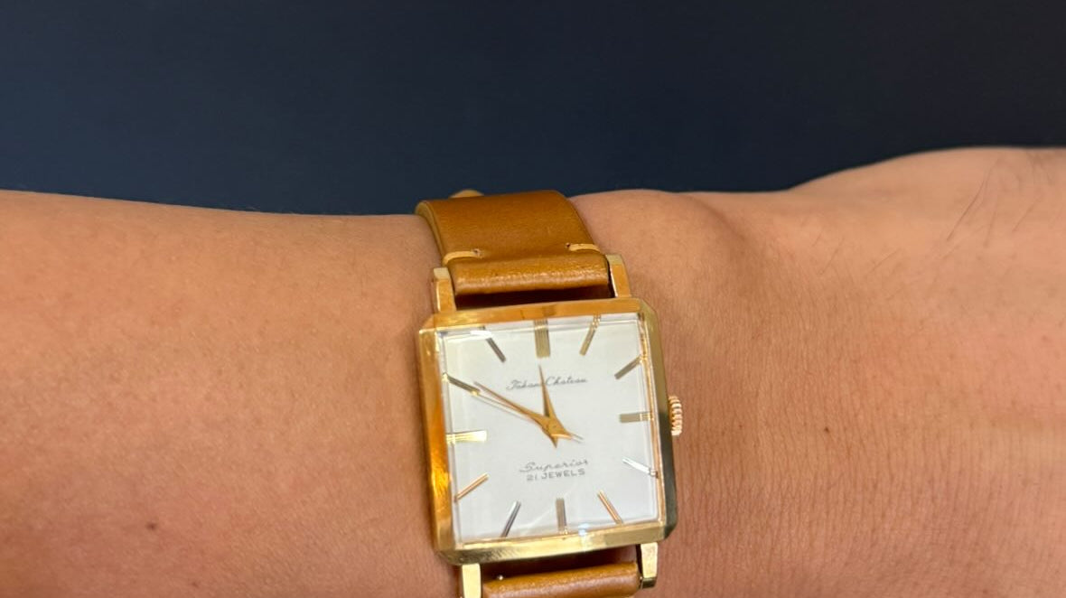 タカノシャトー スペーリオ 21石用 キャメルコードバン 同系色ステッチ時計ベルト革 腕時計バンドオーダー