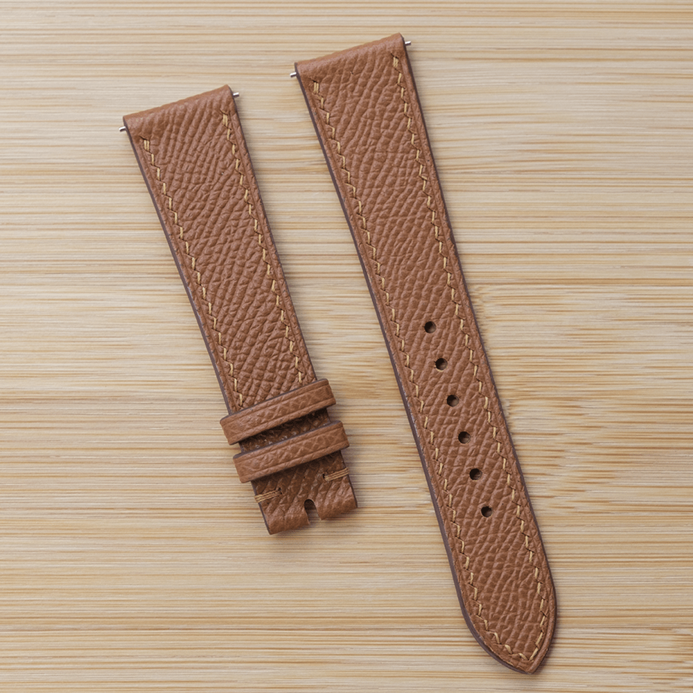 ブラウン エプソンレザー 腕時計ベルト ハンドメイド