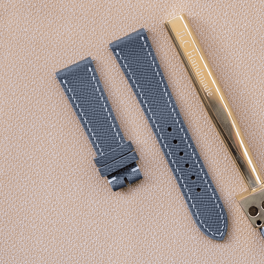 グレー カーフエプソン革 腕時計ベルト 手作り