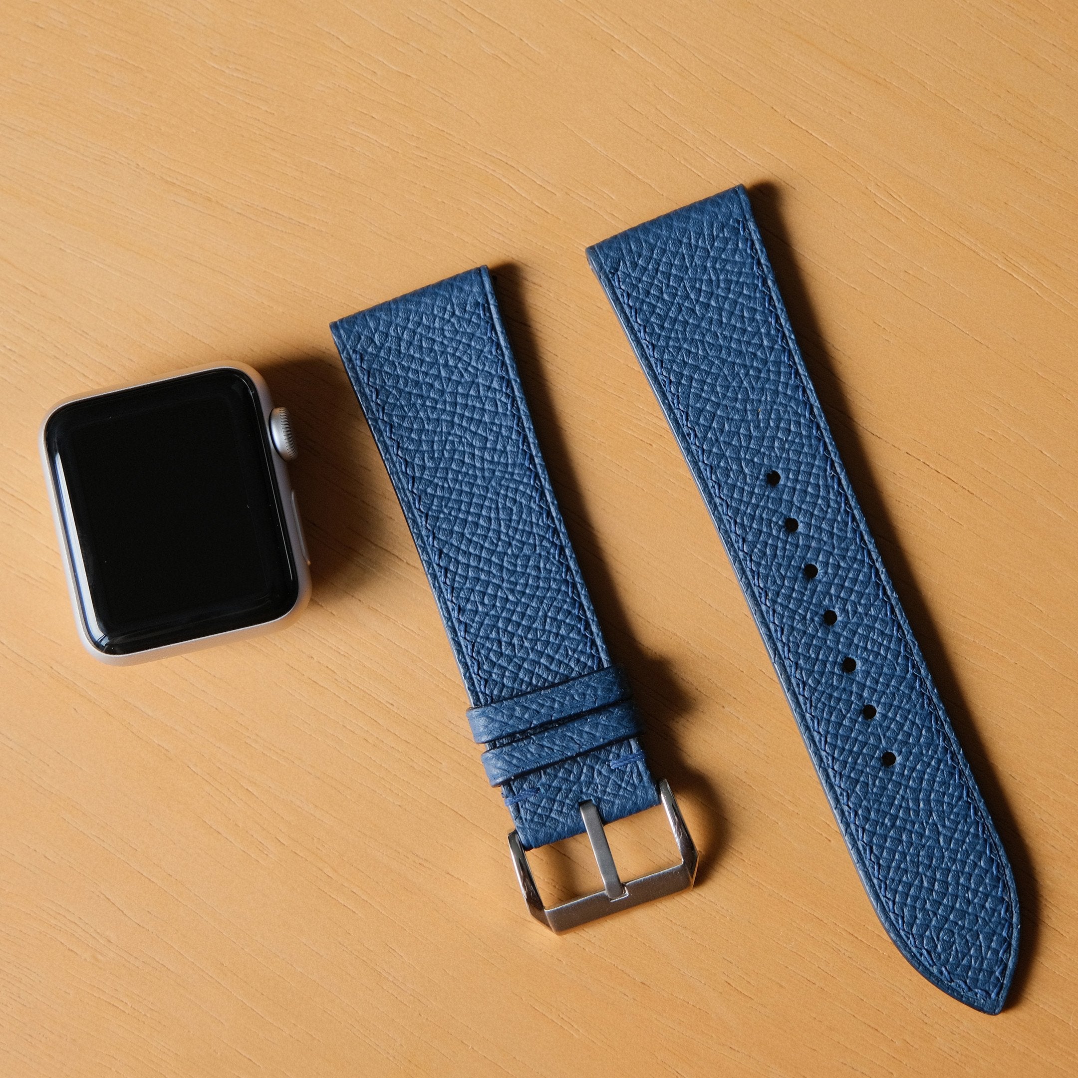 ネイビー カーフ エプソン チューダー 腕時計ベルト 長さ調整