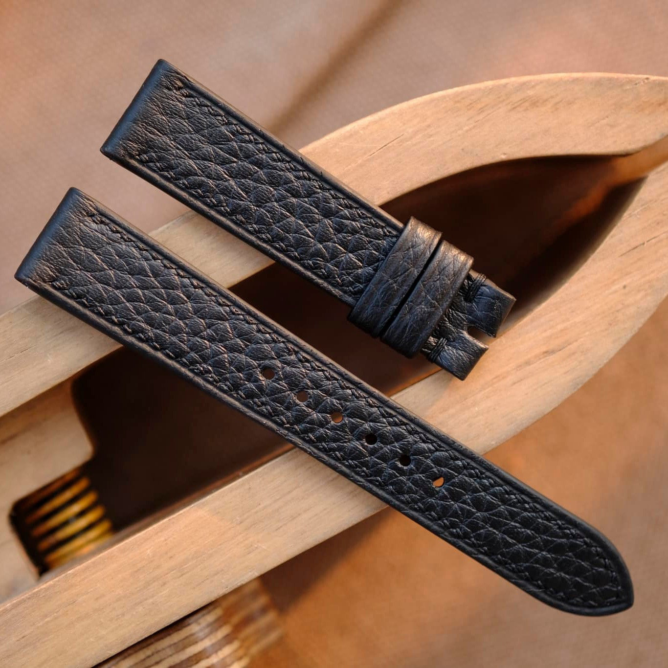 ブラック トゴレザー 腕時計ベルト 手作り