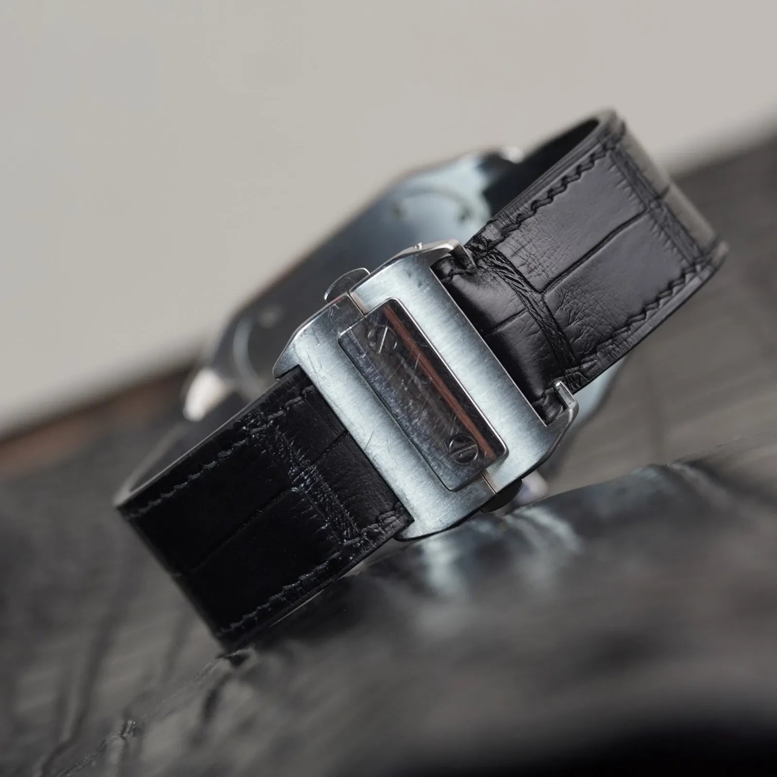 クロコダイル サントス100 時計ベルト 純正のバックル対応