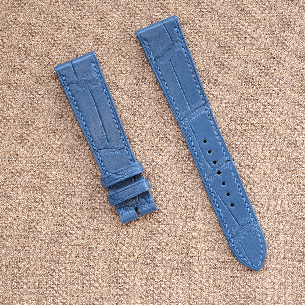 藍染め ヴィンテージブルー クロコダイル 腕時計ベルト ハンドメイド