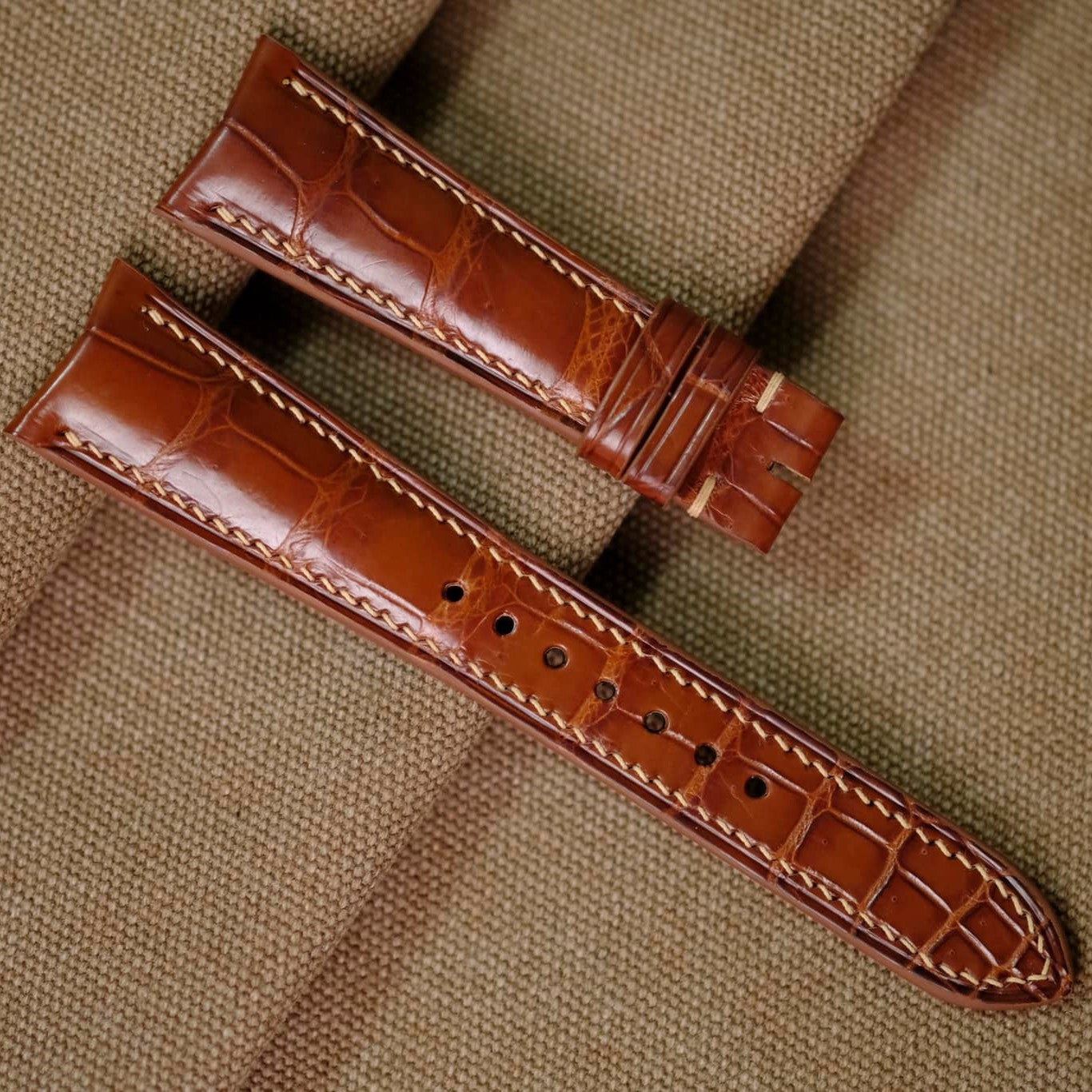 コニャク クロコダイル ハンドメイド 腕時計ベルト