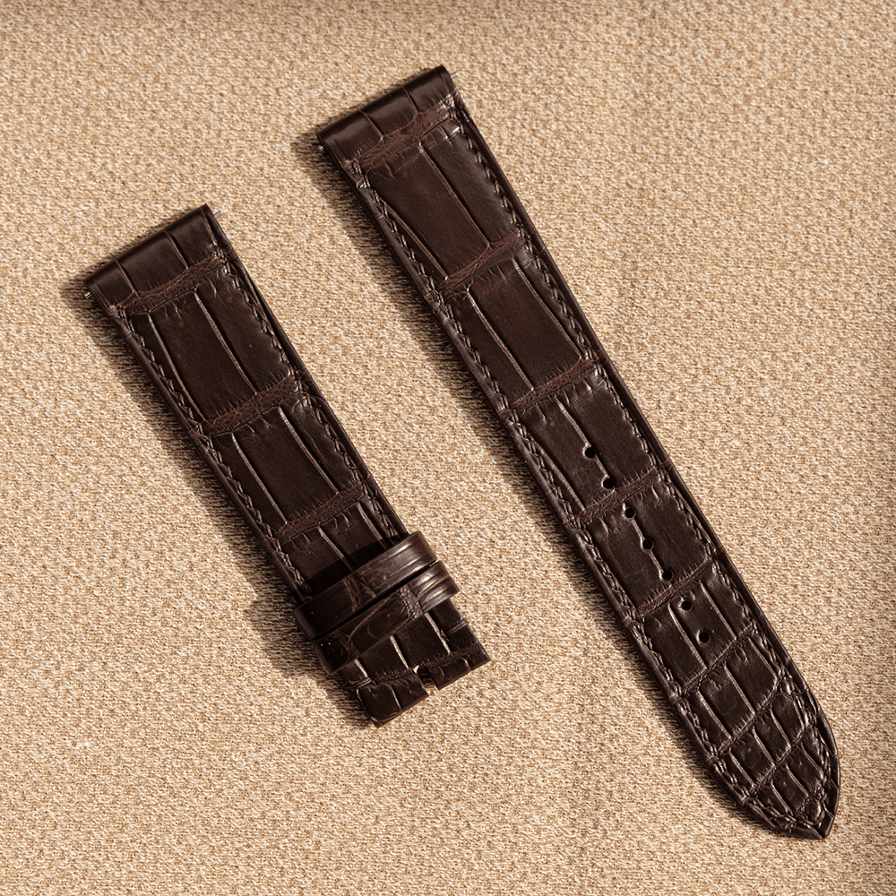 ダークブラウン クロコダイル ハンドメイド 時計ベルト