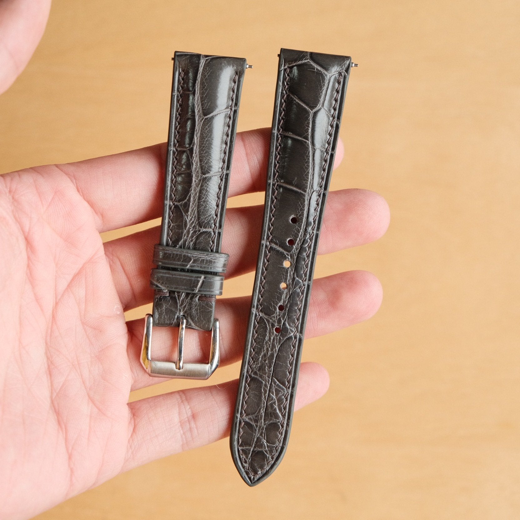 ダークグレー クロコダイル 腕時計ベルト