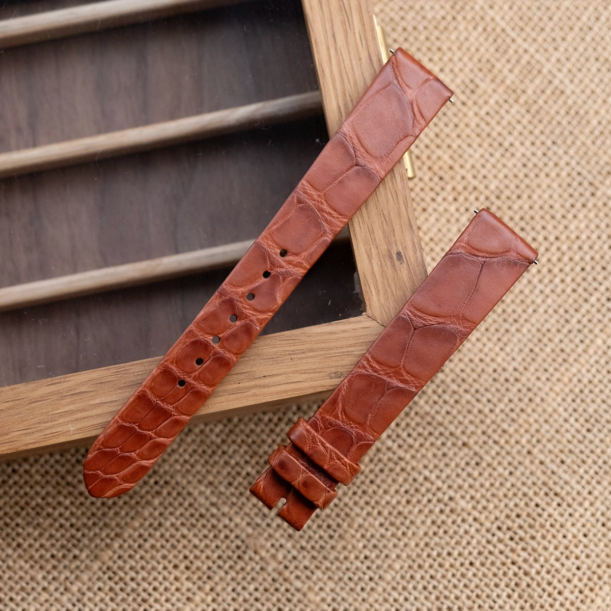コニャク クロコダイル ヘリ返し仕立て 腕時計ベルト