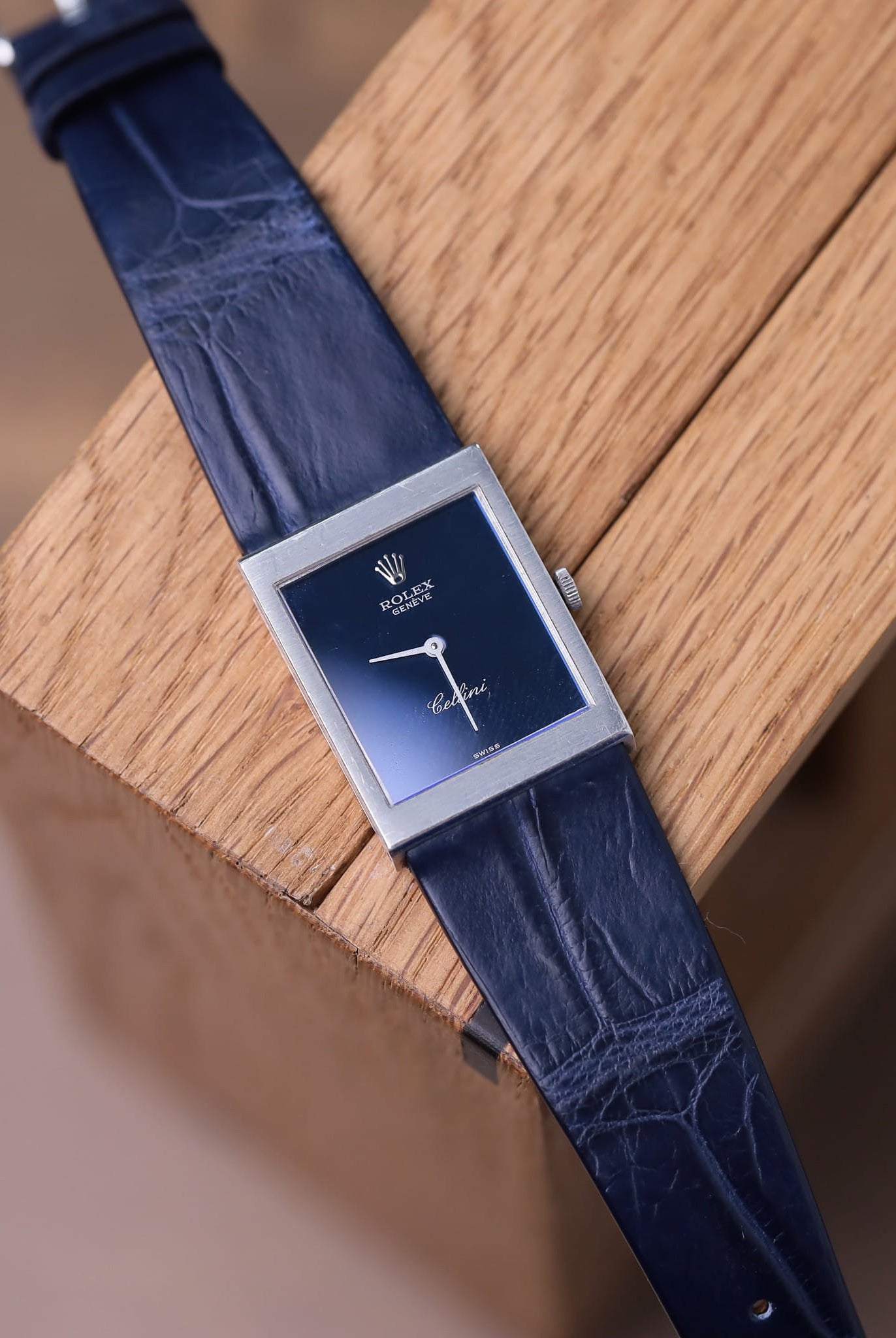 ネイビー ヘリ返し仕立て 時計ベルト ハンドメイド