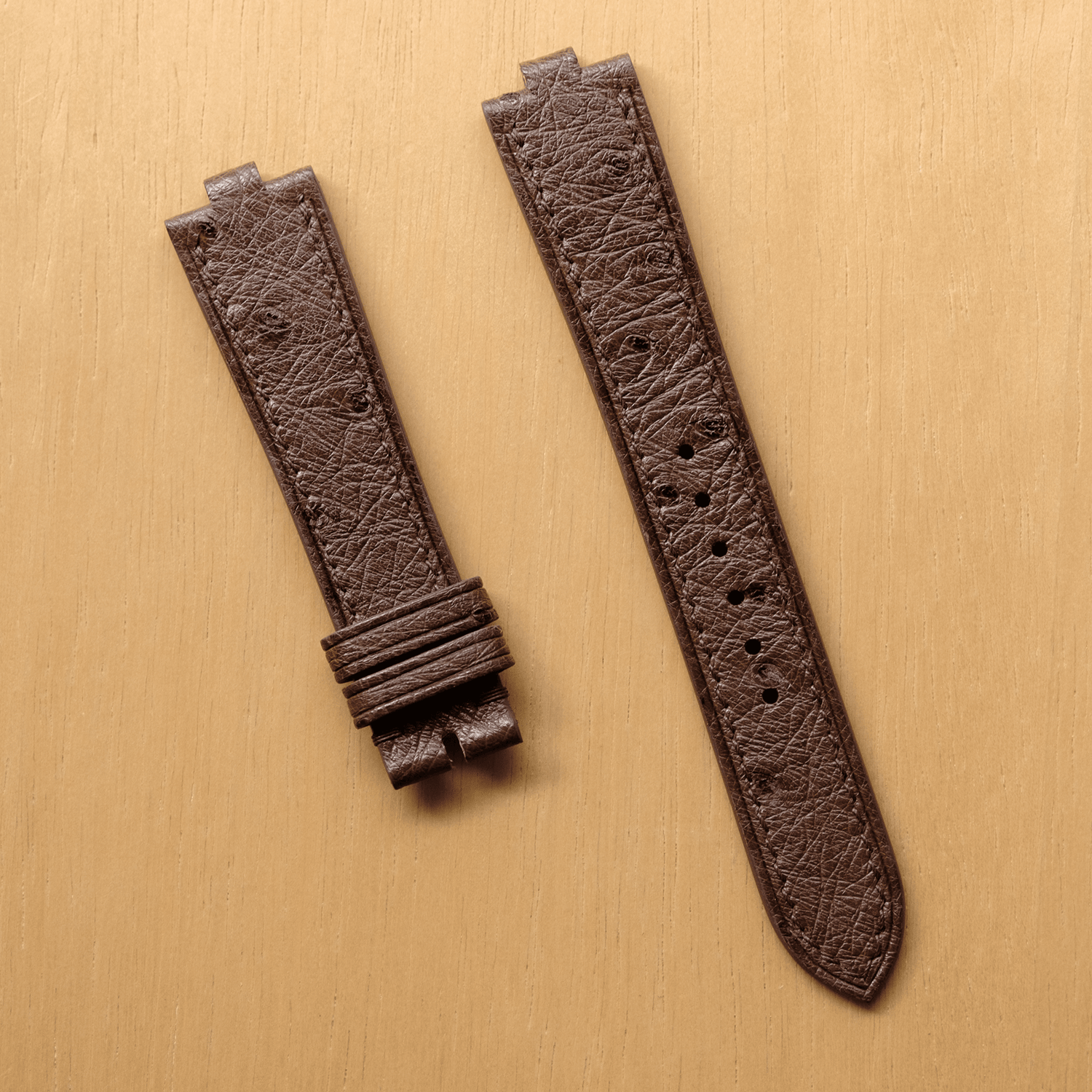 凸型 ブラウン オーストリッチ 腕時計ベルト