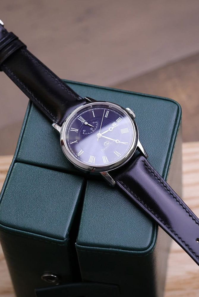 ブラック コードバン革 腕時計ベルト ハンドメイド