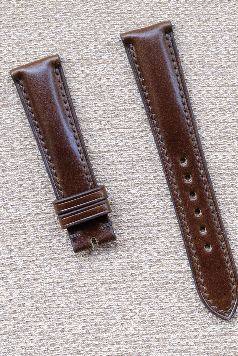 コーヒーブラウン コードバンレザー 腕時計ベルト