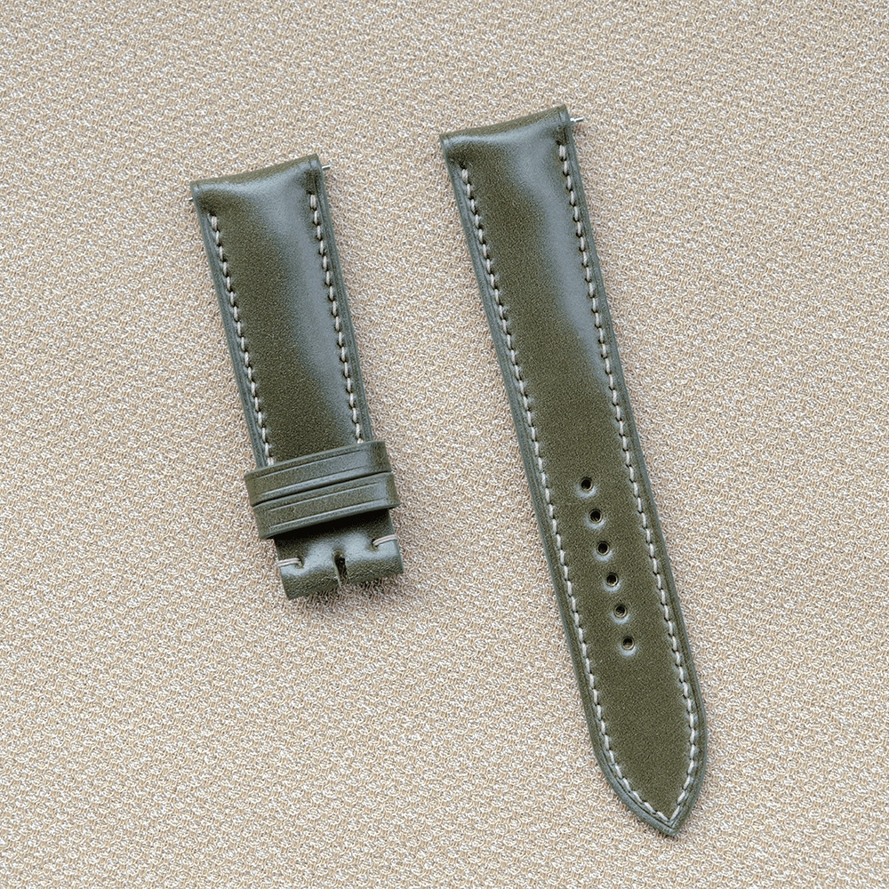 オリーブグリーン コードバン革 腕時計ベルト