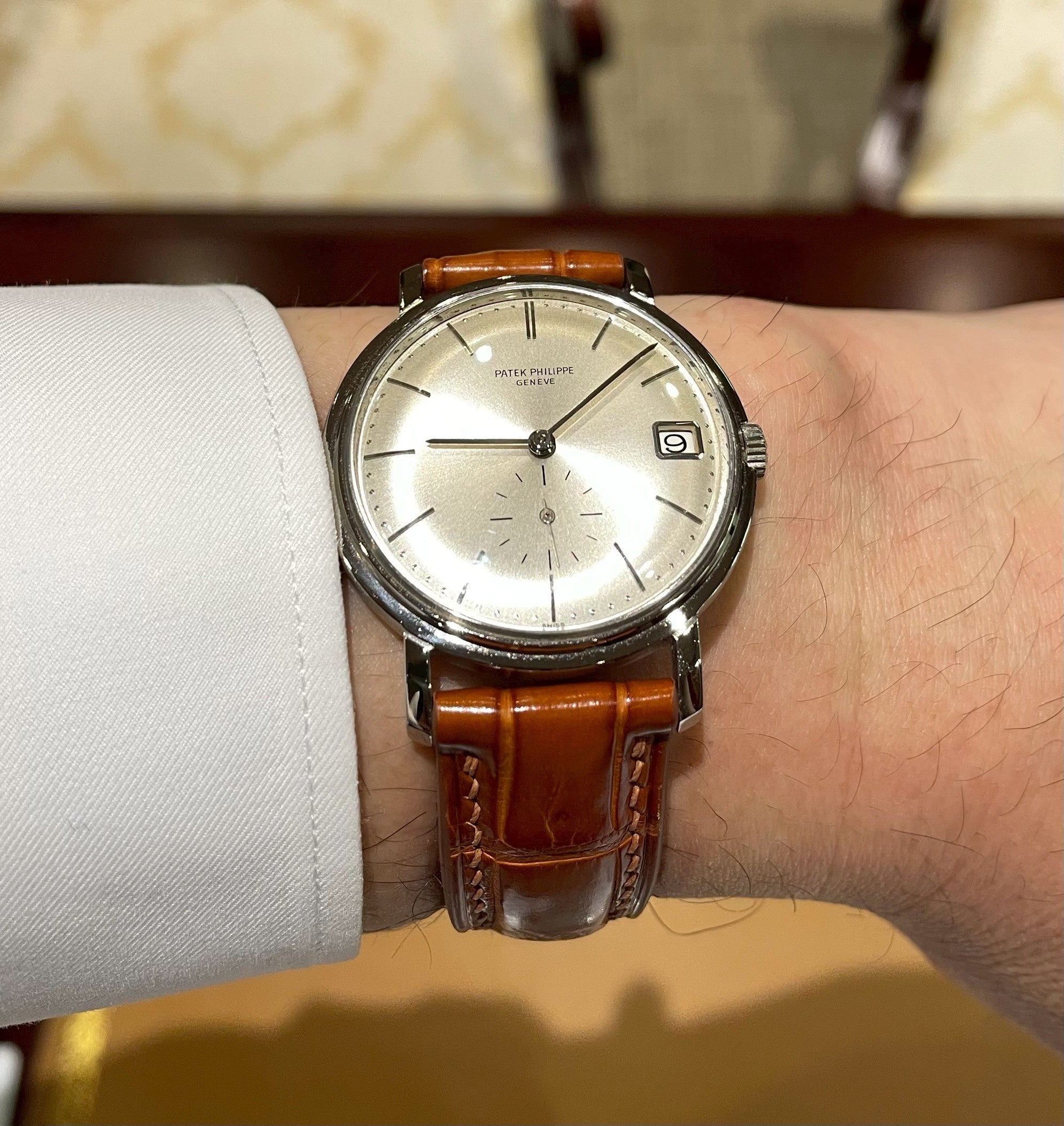 パテック・フィリップ カラトラバ用 コニャッククロコダイル革時計ベルト革オーダー