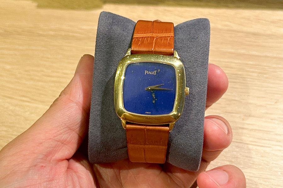 PIAGET Ref.9591 Lapis Lazuli Dial用 ゴールデンブラウンクロコダイル ヘリ返し 純正尾錠時計ベルト革 腕時計バンドオーダー