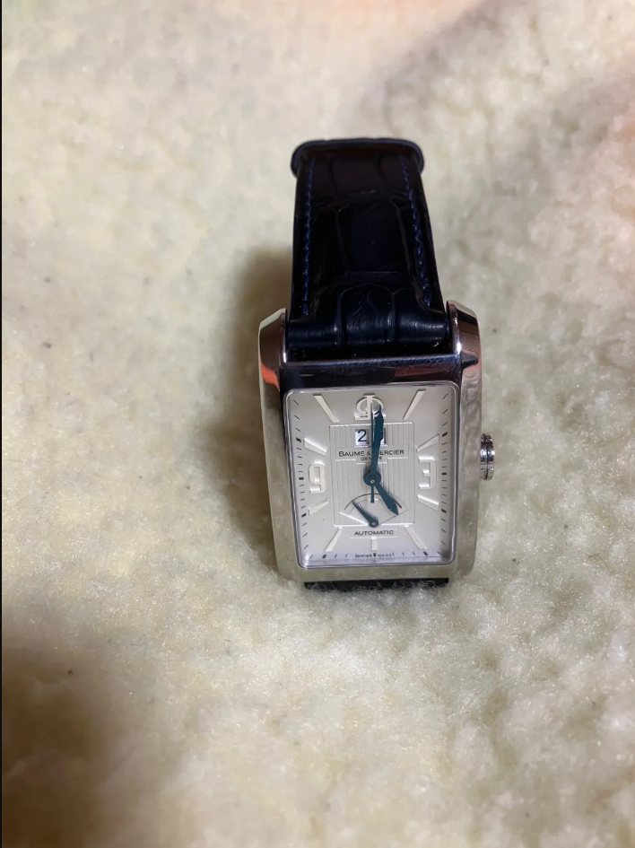    ボーム＆メルシエ ハンプトンクラシック 65649用 ネイビーアリゲーター 同系色ステッチ時計ベルト革 腕時計バンドオーダー 