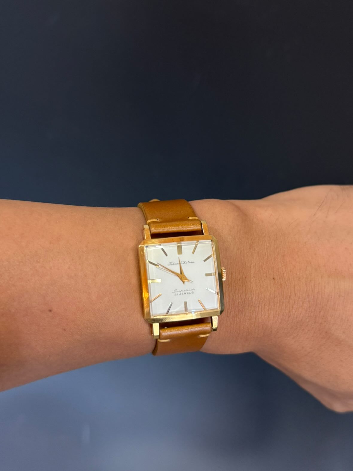 タカノシャトー スペーリオ 21石用 キャメルコードバン 同系色ステッチ時計ベルト革 腕時計バンドオーダー