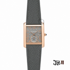 Grey Epsom calfskin leather flat replacement watch strap for Cartier Tank MC deployant clasp