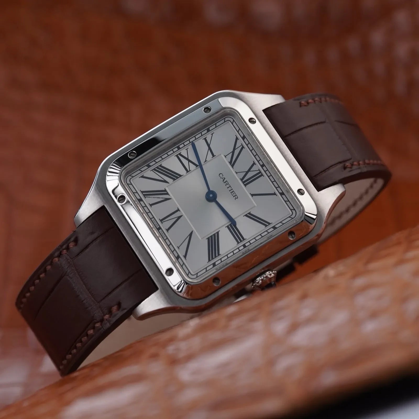 Custom-made leather strap for Cartier Santos-Dumont, foldable Custom-made leather strap for Cartier Santos-Dumont, foldable