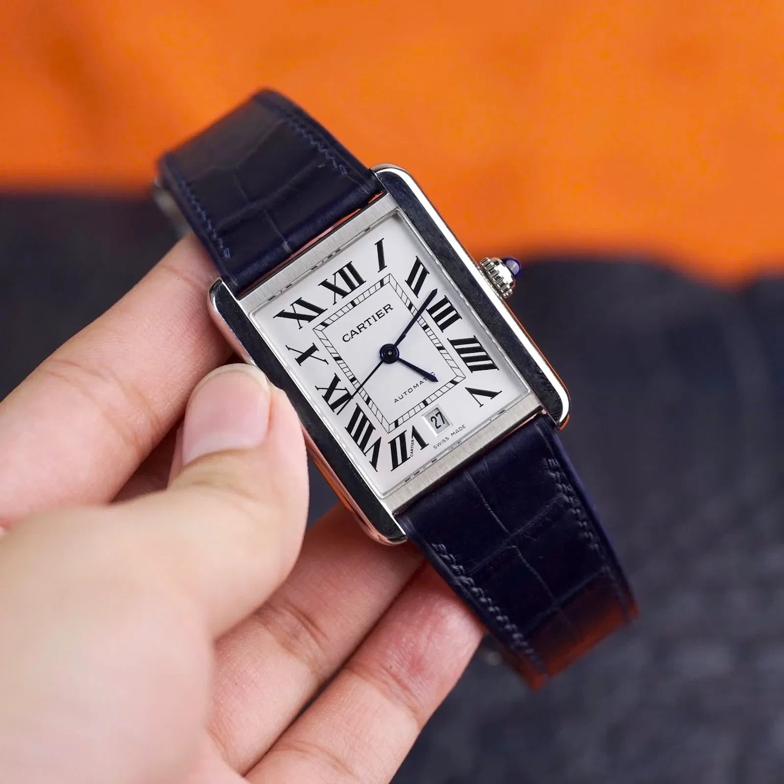 カルティエ タンク用 オーダーメイド革ベルト 折りたたみタイプ対応