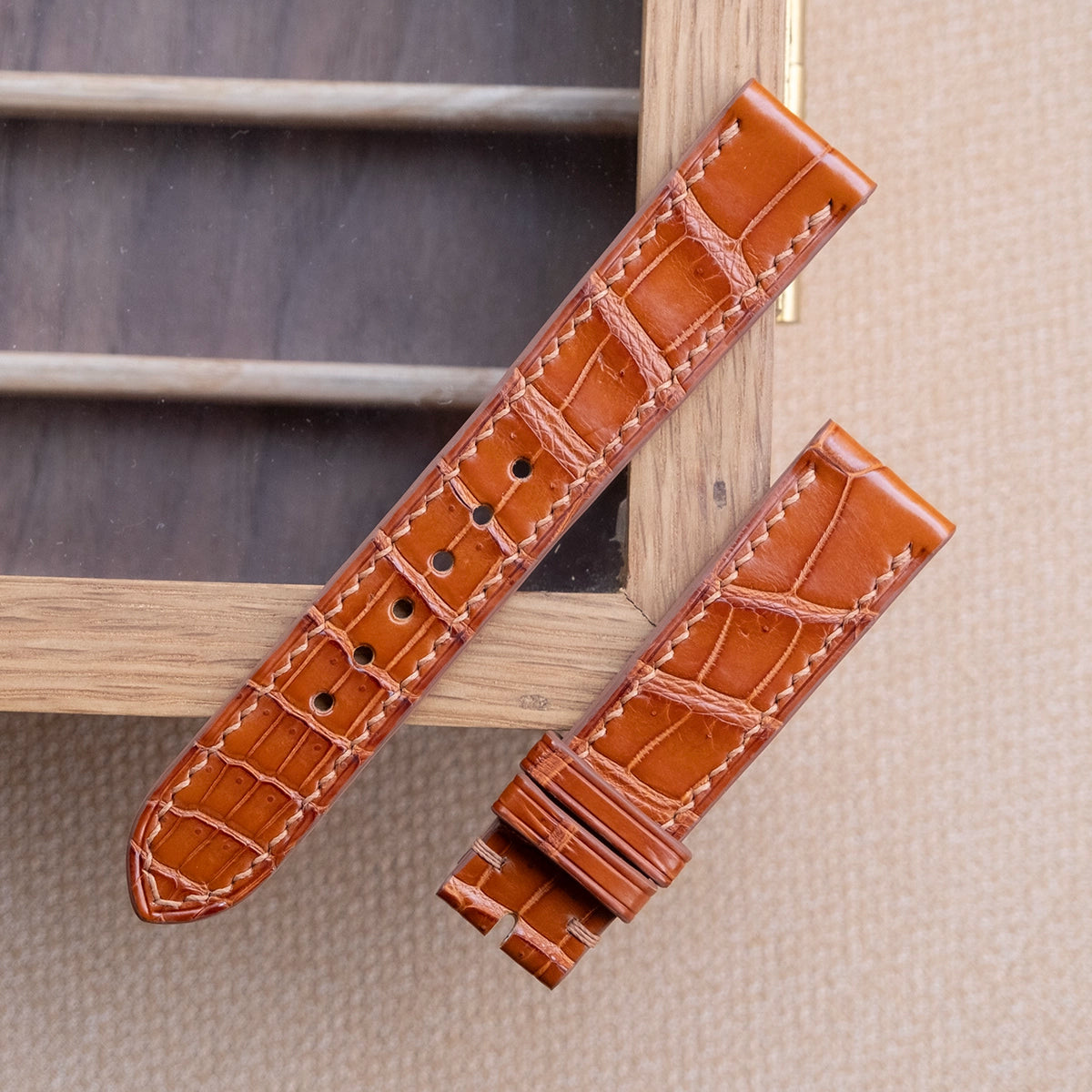 腕時計ベルト コニャク クロコダイル 手作り