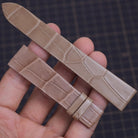 ベージュ クロコダイル 手作り ヘリ返し仕立て 時計ベルト