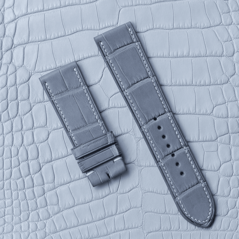 腕時計ベルト グレー アリゲーターワニ革