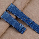 ブルー クロコダイル 腕時計ベルト フラットタイプ