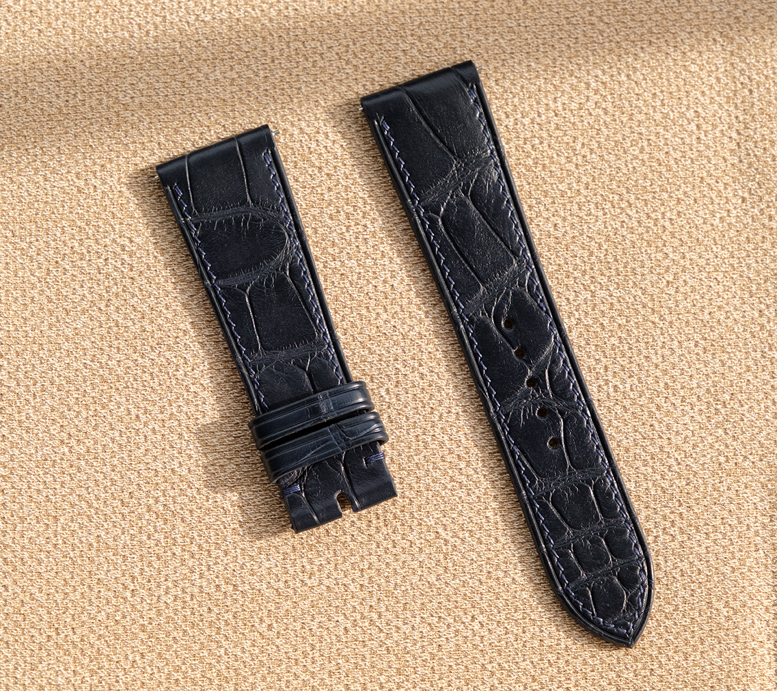 ネイビー フラットタイプ アリゲーター 時計革ハンド
