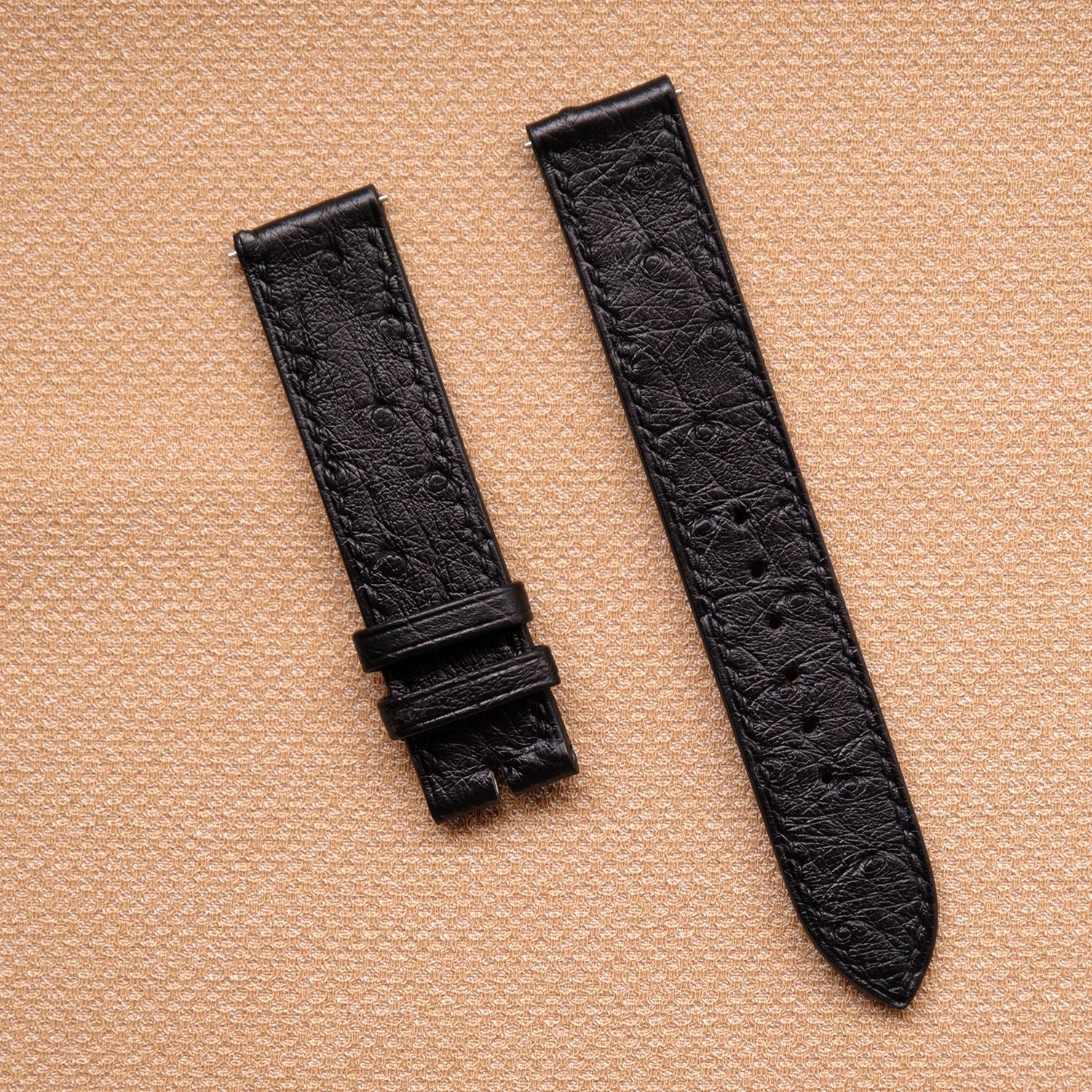 ブラック オーストリッチ ダチョウ革 腕時計ベルト 手作り