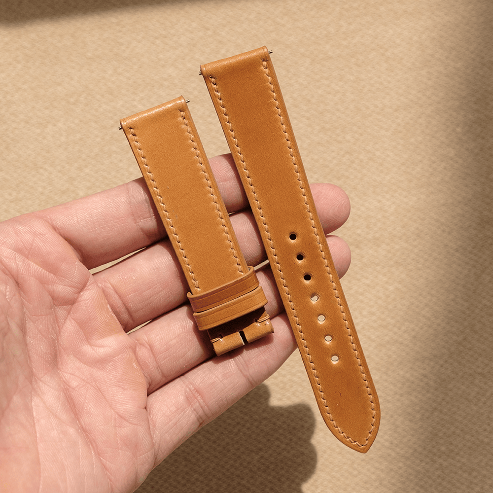 キャメル コードバン 腕時計ベルト ハンドメイド